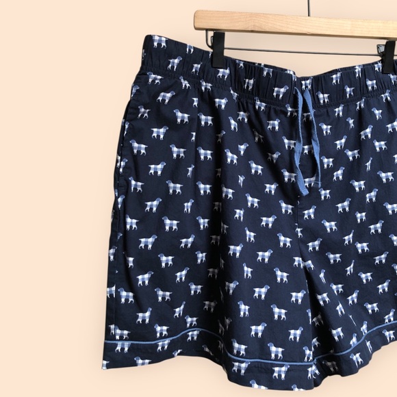 L.L.Bean Cotton Navy Blue Dog Patterned Pajamas Set Shirt & Shorts Women’s 2X - Picture 10 of 15